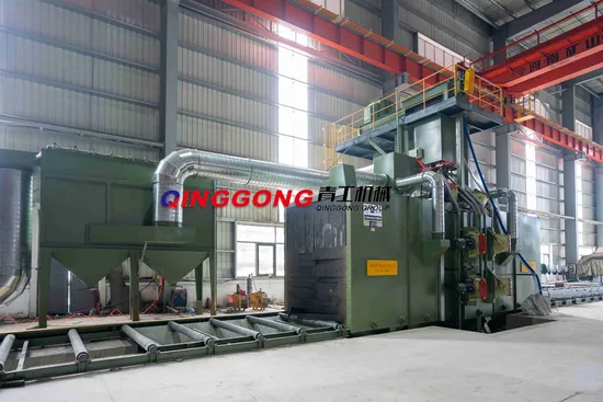 Máquina de granallado con cinta transportadora tipo túnel de eliminación de óxido de paso, tipo viga H, para fabricación industrial