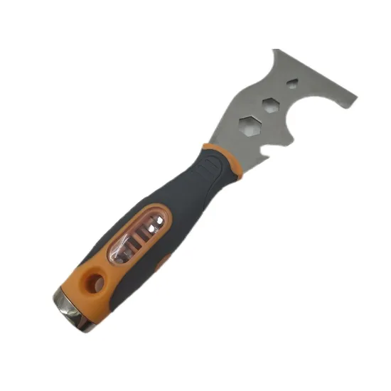 Soporte de personalización Raspador de acero inoxidable Herramientas de construcción Raspador de piso Espátula con 4 destornilladores
